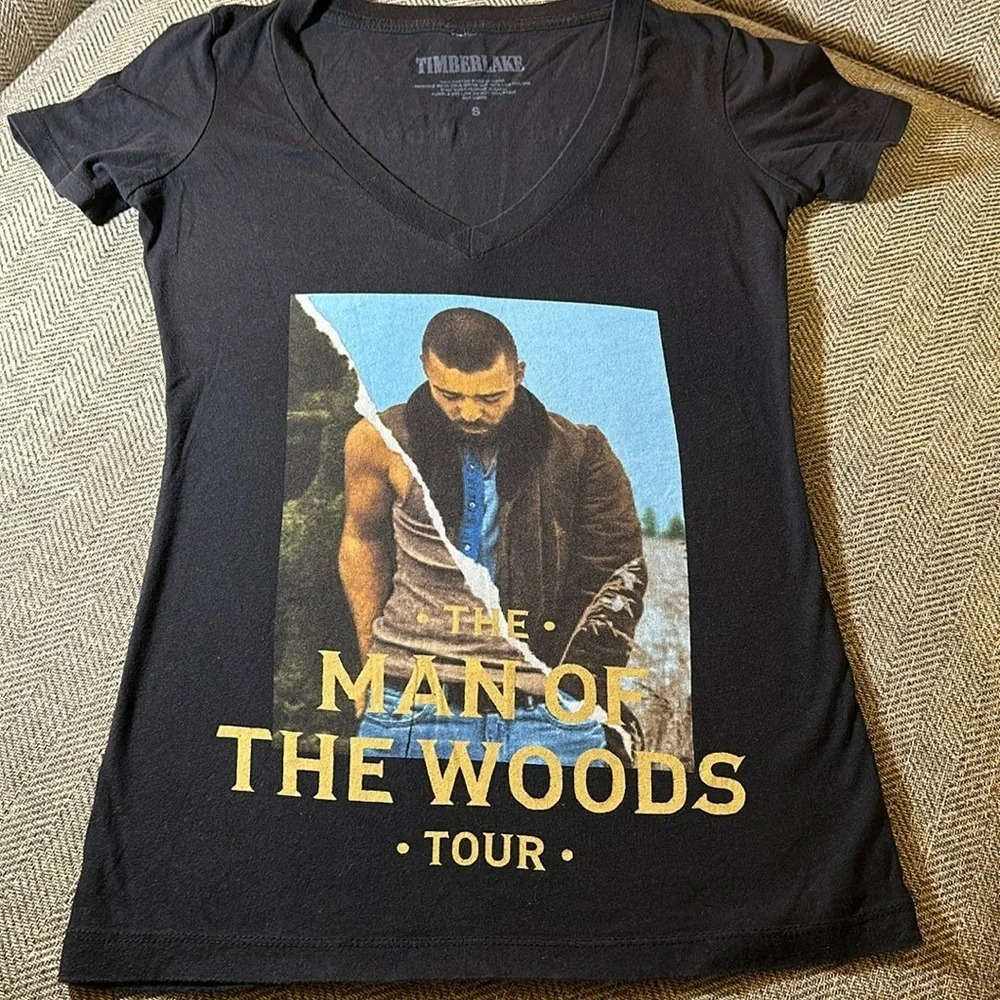 justin timberlake VNECK WMN S Man of the woods international tour concert shirt